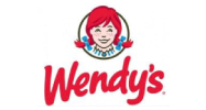 A wendy 's logo with the name of the restaurant.