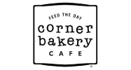 A black and white logo of corner bakery cafe.