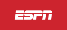 A red and white logo for espn.